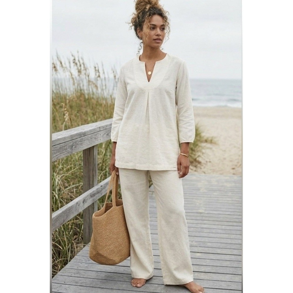 Patagonia Hempress Tunic Top Blouse Hemp Off White Women's 8 Lightweight‎ Sheer